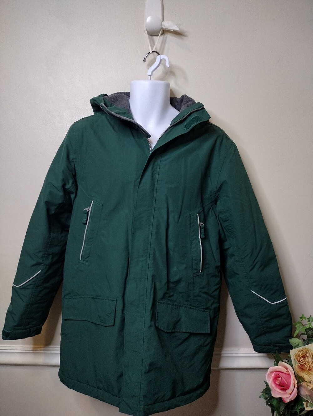 Lands' End "The Squall" Men's Waterproof/Windproof Teal Hooded Winter Coat